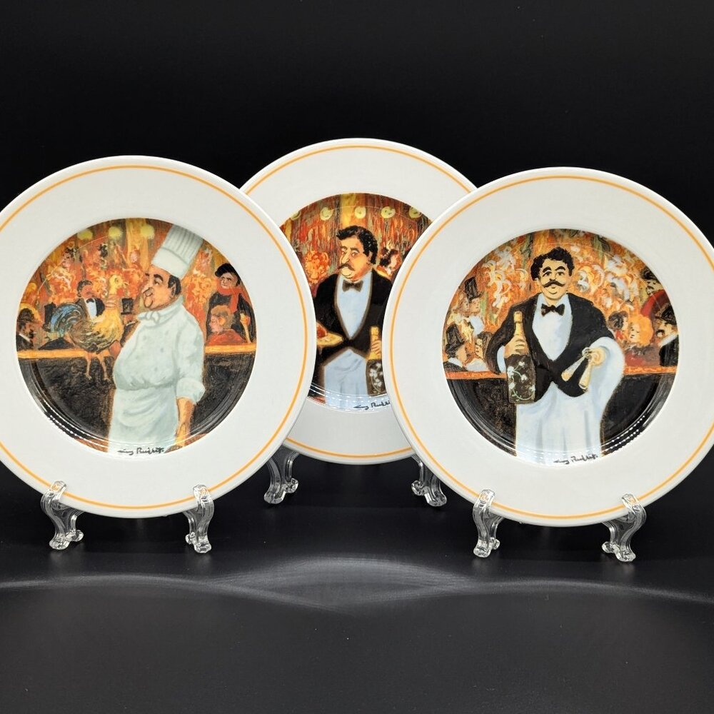 Three Different Eschenbach Plates Cabaret Suite Sommelier Wine Chef Waiter Food
